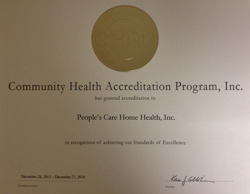 Peoplescare Home Health Awarded CHAP Accreditation